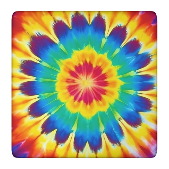 Colorful Rainbow Tie Dye Spiral Pattern Square Fitted Tablecloth with Elastic Edge,Square Table Cover,Washable Elastic Table Cover for Home Kitchen Party Decor 36"x36"
