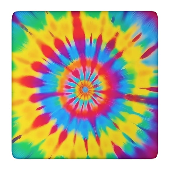 Colorful Rainbow Tie Dye Spiral Pattern Square Fitted Tablecloth with Elastic Edge,Square Table Cover,Washable Elastic Table Cover for Home Kitchen Party Decor 36"x36"
