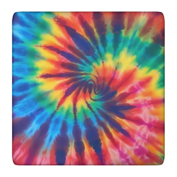 Colorful Rainbow Tie Dye Spiral Pattern Square Fitted Tablecloth with Elastic Edge,Square Table Cover,Washable Elastic Table Cover for Home Kitchen Party Decor 36"x36"