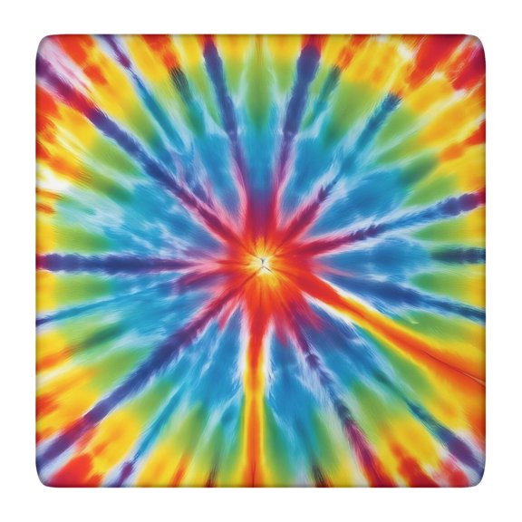 Colorful Rainbow Tie Dye Spiral Pattern Square Fitted Tablecloth with Elastic Edge,Square Table Cover,Washable Elastic Table Cover for Home Kitchen Party Decor 36"x36"