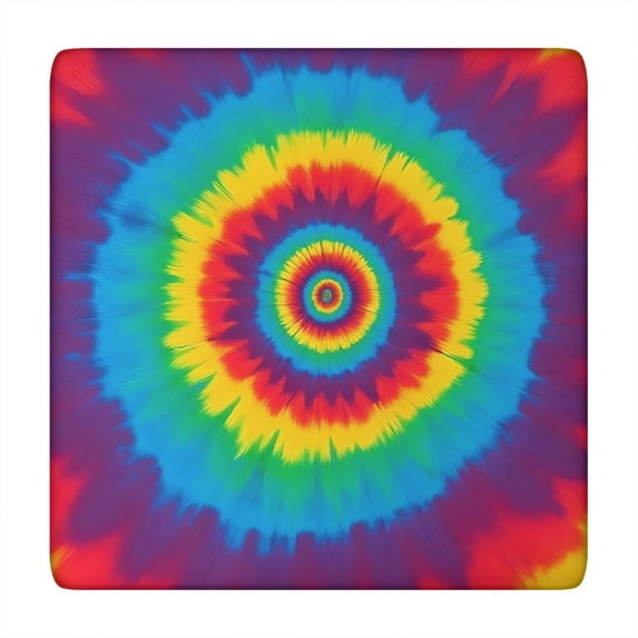 Colorful Rainbow Tie Dye Spiral Pattern Square Fitted Tablecloth with Elastic Edge,Square Table Cover,Washable Elastic Table Cover for Home Kitchen Party Decor 34"x34"