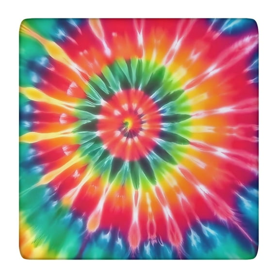 Colorful Rainbow Tie Dye Spiral Pattern Square Fitted Tablecloth with Elastic Edge,Square Table Cover,Washable Elastic Table Cover for Home Kitchen Party Decor 36"x36"