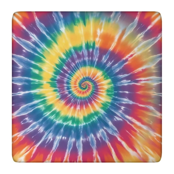 Colorful Rainbow Tie Dye Spiral Pattern Square Fitted Tablecloth with Elastic Edge,Square Table Cover,Washable Elastic Table Cover for Home Kitchen Party Decor 36"x36"