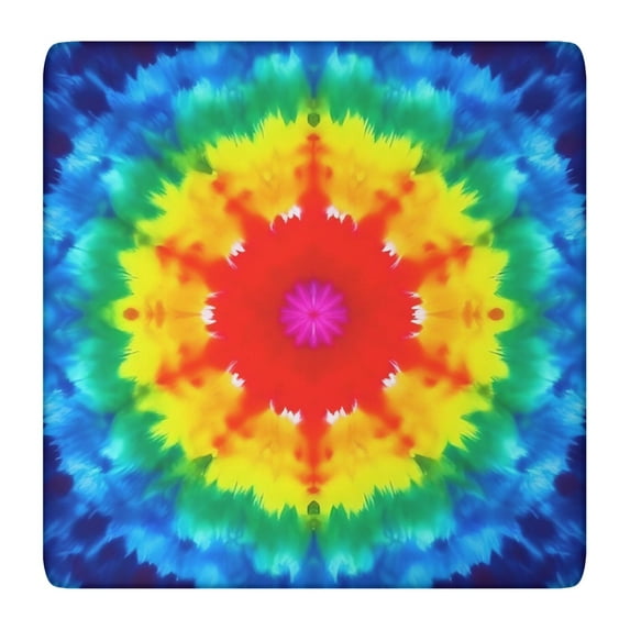 Colorful Rainbow Tie Dye Spiral Pattern Square Fitted Tablecloth with Elastic Edge,Square Table Cover,Washable Elastic Table Cover for Home Kitchen Party Decor 36"x36"