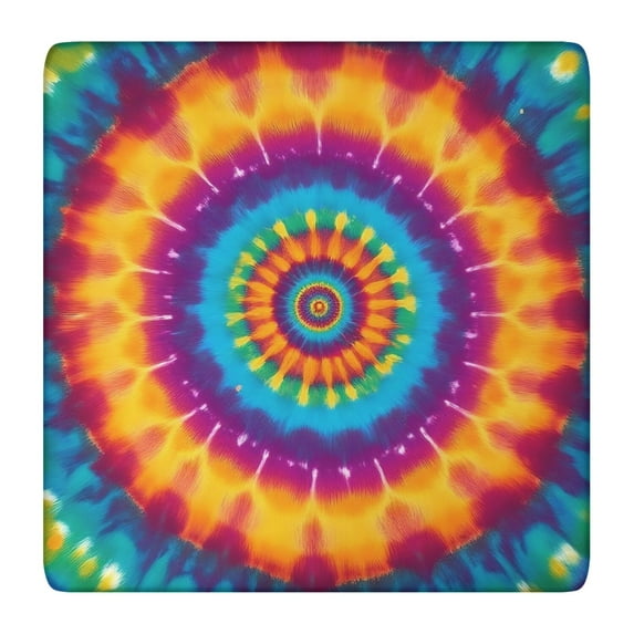 Colorful Rainbow Tie Dye Spiral Pattern Square Fitted Tablecloth with Elastic Edge,Square Table Cover,Washable Elastic Table Cover for Home Kitchen Party Decor 36"x36"