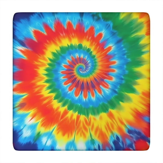 Colorful Rainbow Tie Dye Spiral Pattern Square Fitted Tablecloth with Elastic Edge,Square Table Cover,Washable Elastic Table Cover for Home Kitchen Party Decor 34"x34"
