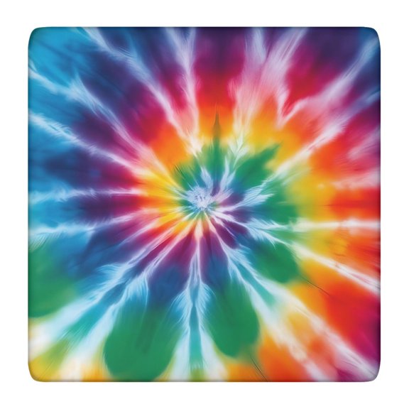 Colorful Rainbow Tie Dye Spiral Pattern Square Fitted Tablecloth with Elastic Edge,Square Table Cover,Washable Elastic Table Cover for Home Kitchen Party Decor 36"x36"