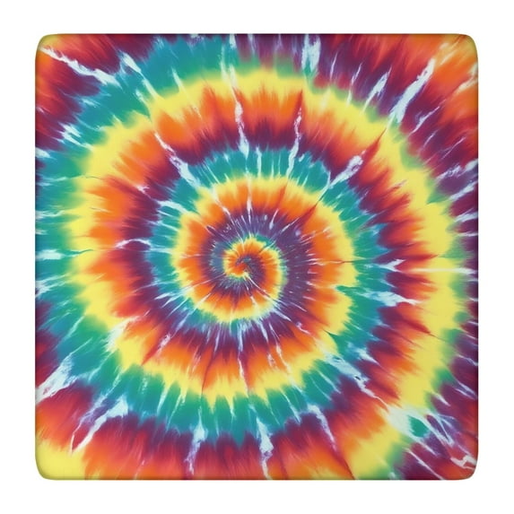 Colorful Rainbow Tie Dye Spiral Pattern Square Fitted Tablecloth with Elastic Edge,Square Table Cover,Washable Elastic Table Cover for Home Kitchen Party Decor 36"x36"