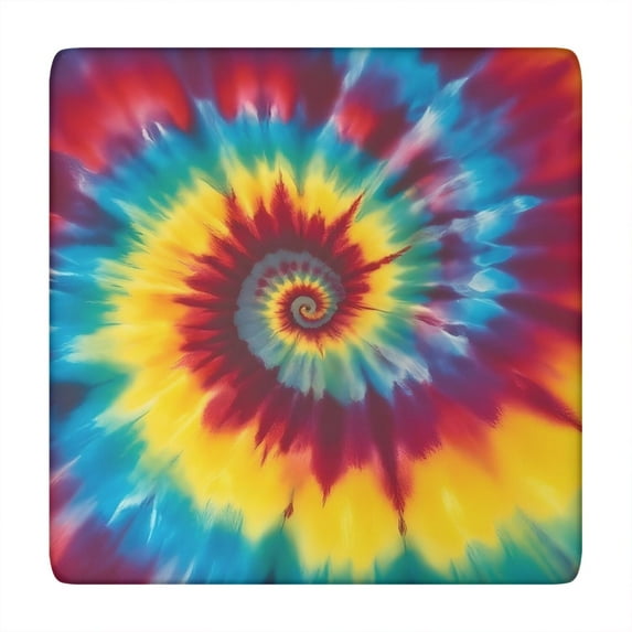 Colorful Rainbow Tie Dye Spiral Pattern Square Fitted Tablecloth with Elastic Edge,Square Table Cover,Washable Elastic Table Cover for Home Kitchen Party Decor 34"x34"