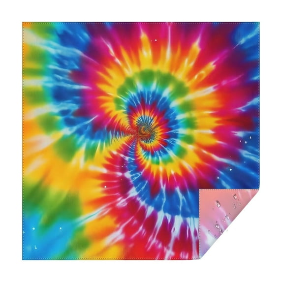 Colorful Rainbow Tie Dye Spiral Pattern Square Tablecloth,Waterproof Square Table Cover,Wipeable Spillproof Washable Table Cover for Home Kitchen Party Decor 42"X42"(107x107cm)