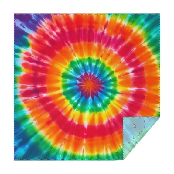 Colorful Rainbow Tie Dye Spiral Pattern Square Tablecloth,Waterproof Square Table Cover,Wipeable Spillproof Washable Table Cover for Home Kitchen Party Decor 42"X42"(107x107cm)