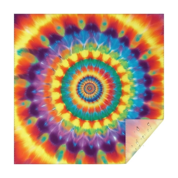 Colorful Rainbow Tie Dye Spiral Pattern Square Tablecloth,Waterproof Square Table Cover,Wipeable Spillproof Washable Table Cover for Home Kitchen Party Decor 42"X42"(107x107cm)