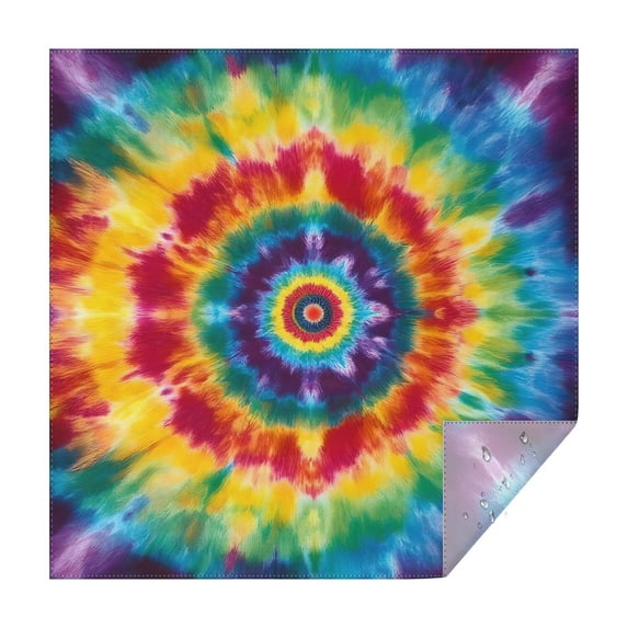 Colorful Rainbow Tie Dye Spiral Pattern Square Tablecloth,Waterproof Square Table Cover,Wipeable Spillproof Washable Table Cover for Home Kitchen Party Decor 52"x52"(132x132cm)
