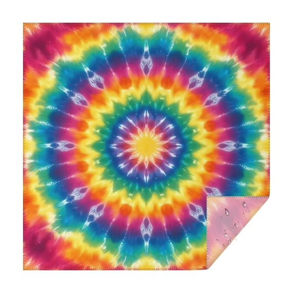 Colorful Rainbow Tie Dye Spiral Pattern Square Tablecloth,Waterproof Square Table Cover,Wipeable Spillproof Washable Table Cover for Home Kitchen Party Decor 52"x52"(132x132cm)