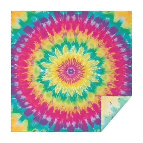 Colorful Rainbow Tie Dye Spiral Pattern Square Tablecloth,Waterproof Square Table Cover,Wipeable Spillproof Washable Table Cover for Home Kitchen Party Decor 52"x52"(132x132cm)