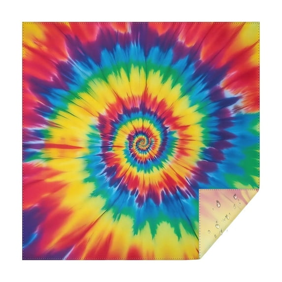Colorful Rainbow Tie Dye Spiral Pattern Square Tablecloth,Waterproof Square Table Cover,Wipeable Spillproof Washable Table Cover for Home Kitchen Party Decor 42"X42"(107x107cm)