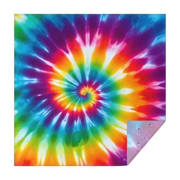 Colorful Rainbow Tie Dye Spiral Pattern Square Tablecloth,Waterproof Square Table Cover,Wipeable Spillproof Washable Table Cover for Home Kitchen Party Decor 52"x52"(132x132cm)