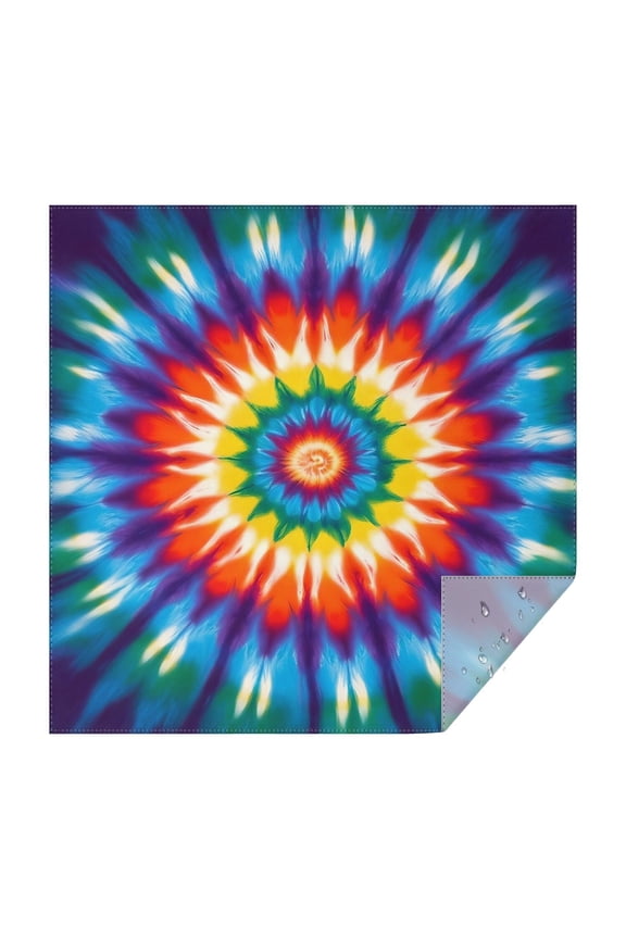 Colorful Rainbow Tie Dye Spiral Pattern Square Tablecloth,Waterproof Square Table Cover,Wipeable Spillproof Washable Table Cover for Home Kitchen Party Decor 42"X42"(107x107cm)