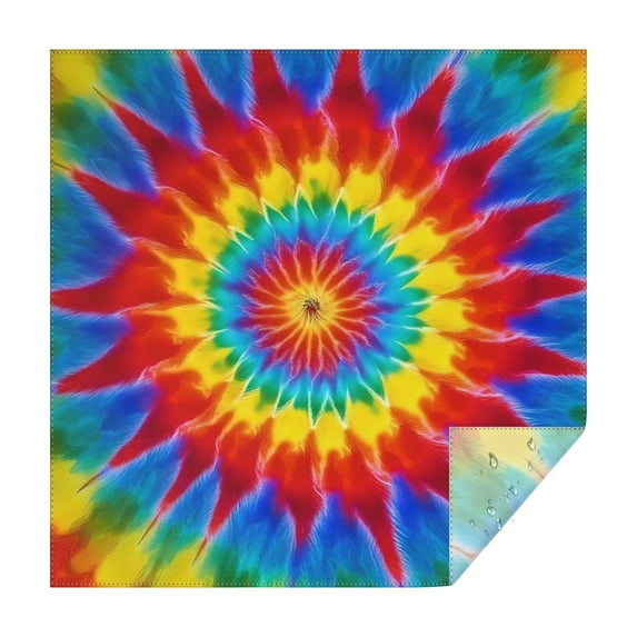Colorful Rainbow Tie Dye Spiral Pattern Square Tablecloth,Waterproof Square Table Cover,Wipeable Spillproof Washable Table Cover for Home Kitchen Party Decor 42"X42"(107x107cm)