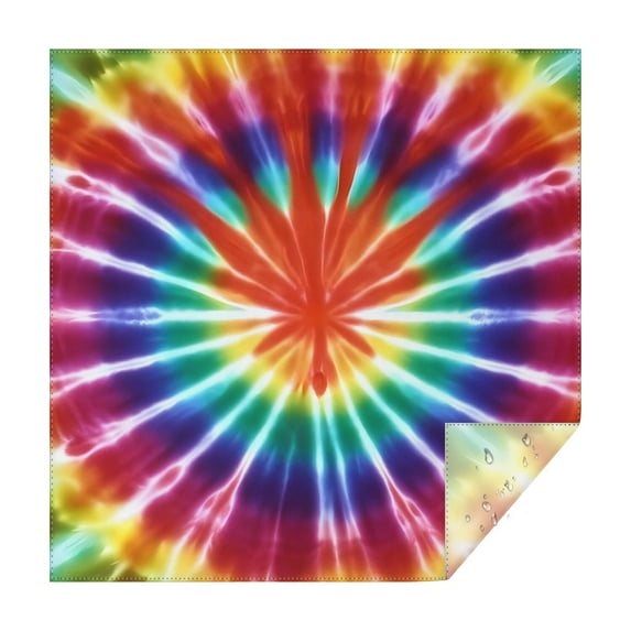 Colorful Rainbow Tie Dye Spiral Pattern Square Tablecloth,Waterproof Square Table Cover,Wipeable Spillproof Washable Table Cover for Home Kitchen Party Decor 42"X42"(107x107cm)