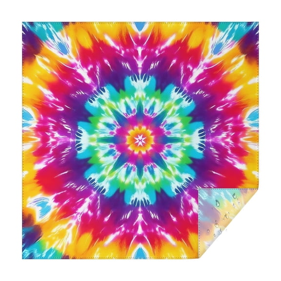 Colorful Rainbow Tie Dye Spiral Pattern Square Tablecloth,Waterproof Square Table Cover,Wipeable Spillproof Washable Table Cover for Home Kitchen Party Decor 52"x52"(132x132cm)