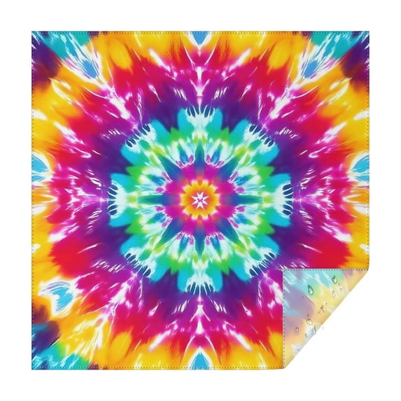 Colorful Rainbow Tie Dye Spiral Pattern Square Tablecloth,Waterproof Square Table Cover,Wipeable Spillproof Washable Table Cover for Home Kitchen Party Decor 42"X42"(107x107cm)