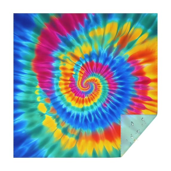 Colorful Rainbow Tie Dye Spiral Pattern Square Tablecloth,Waterproof Square Table Cover,Wipeable Spillproof Washable Table Cover for Home Kitchen Party Decor 42"X42"(107x107cm)