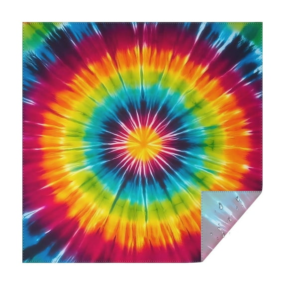 Colorful Rainbow Tie Dye Spiral Pattern Square Tablecloth,Waterproof Square Table Cover,Wipeable Spillproof Washable Table Cover for Home Kitchen Party Decor 42"X42"(107x107cm)