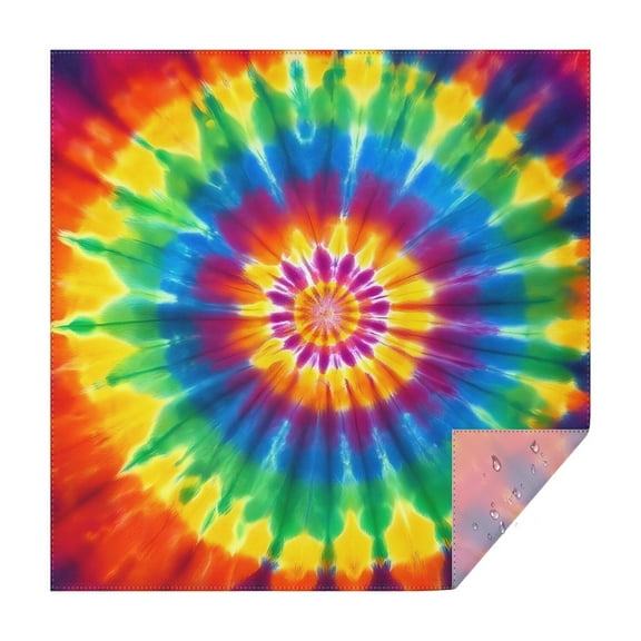 Colorful Rainbow Tie Dye Spiral Pattern Square Tablecloth,Waterproof Square Table Cover,Wipeable Spillproof Washable Table Cover for Home Kitchen Party Decor 52"x52"(132x132cm)