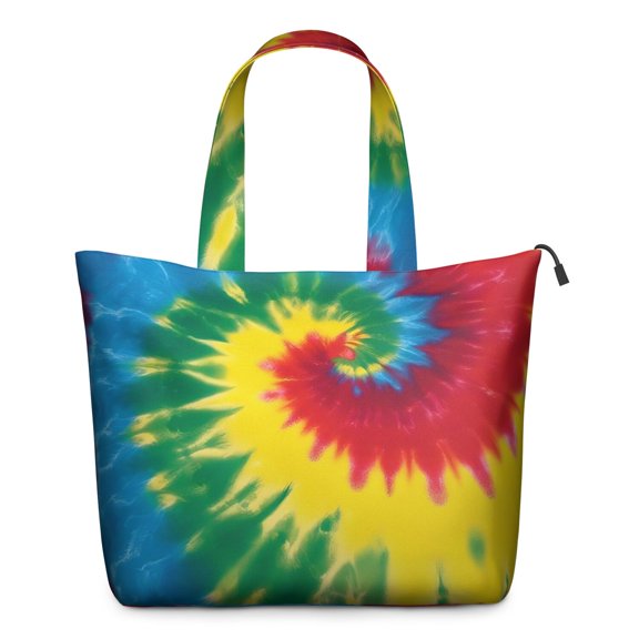 Colorful Rainbow Tie Dye Spiral Pattern Travel Tote Bags for Women Carry On,Large Weekender Bags for Women Travel,Multi Functional Duffle Bag for Work,Shopping,Sports