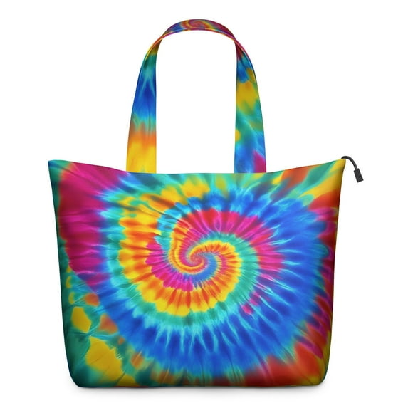 Colorful Rainbow Tie Dye Spiral Pattern Travel Tote Bags for Women Carry On,Large Weekender Bags for Women Travel,Multi Functional Duffle Bag for Work,Shopping,Sports