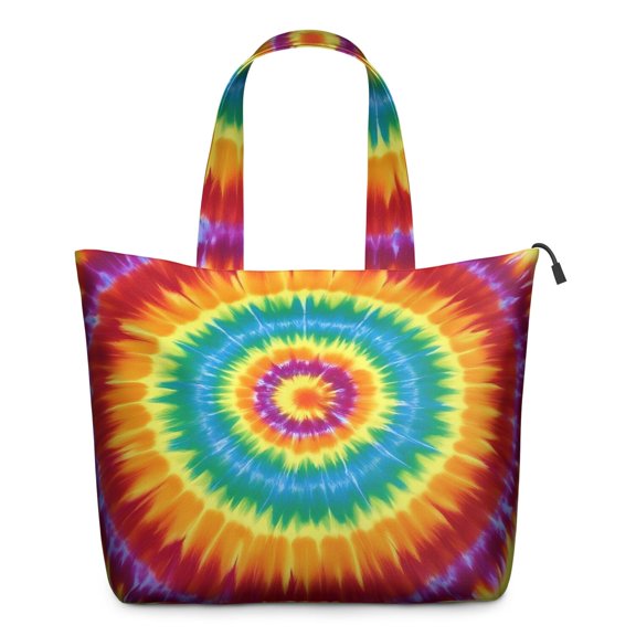 Colorful Rainbow Tie Dye Spiral Pattern Travel Tote Bags for Women Carry On,Large Weekender Bags for Women Travel,Multi Functional Duffle Bag for Work,Shopping,Sports