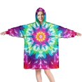 thumbnail image 1 of Colorful Rainbow Tie Dye Spiral Pattern Wearable Oversized Blanket,Wearable Blanket Hoodie for Adults,Cozy Hooded Blankets with Super Pockets,Super Warm Fuzzy Pullover for Women & Men, 1 of 6