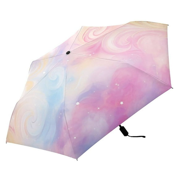Colorful Rainbow Tie-dye Compact Folding Umbrella for Rain Windproof Travel Umbrella UPF 50  Lightweight Packable Arc Size