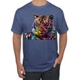 thumbnail image 1 of Colorful Rainbow Tiger Animal Lover Men's Graphic T-Shirt, Vintage Heather Blue, Large, 1 of 3