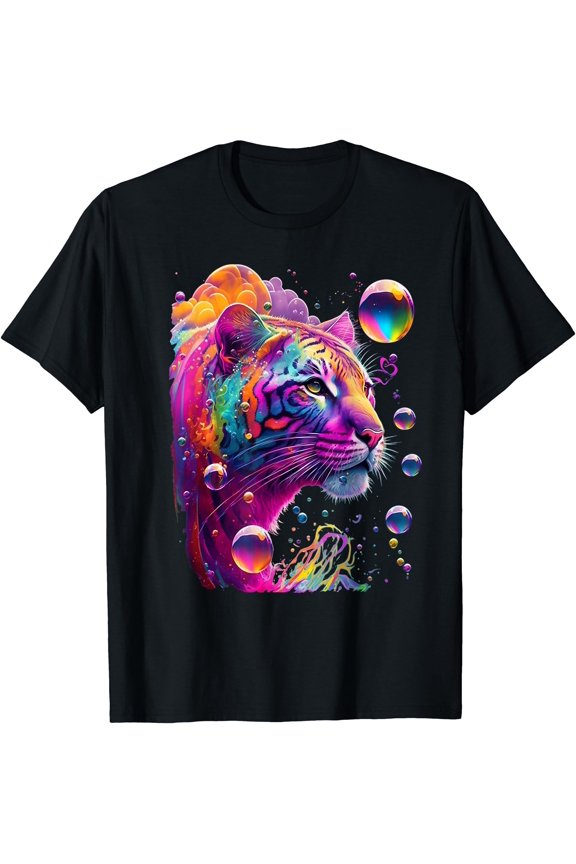 Colorful Rainbow Tiger Graphic T-Shirt, Unisex T-Shirt