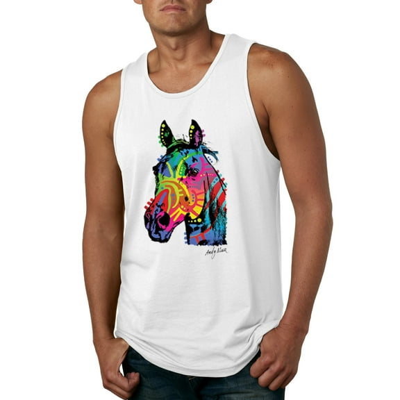 Colorful Rainbow Unicorn Animal Lover Mens Graphic Tank Top, White, 3XL