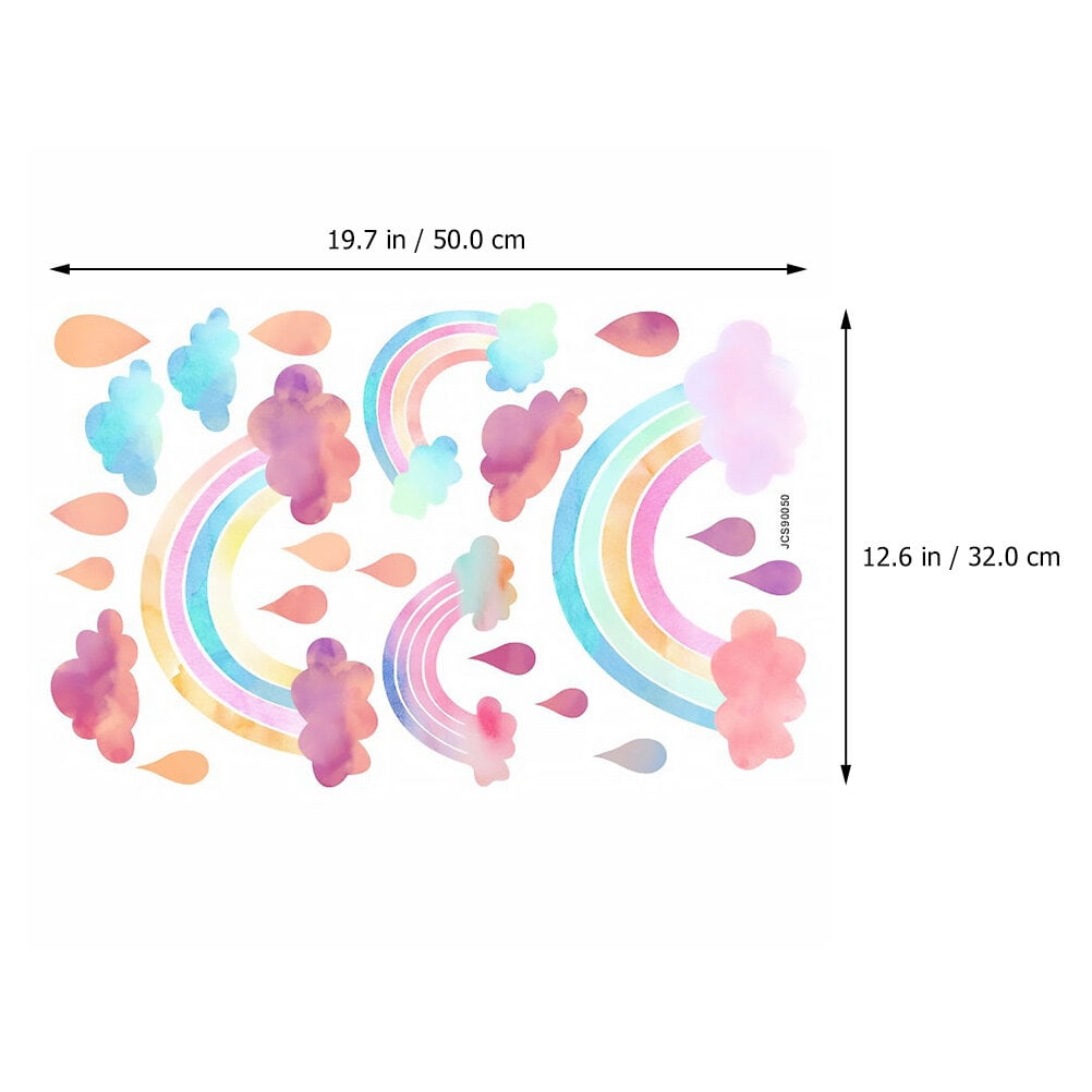 Colorful Rainbow Wall Decals Cloud Decals Watercolor Raindrop Wall