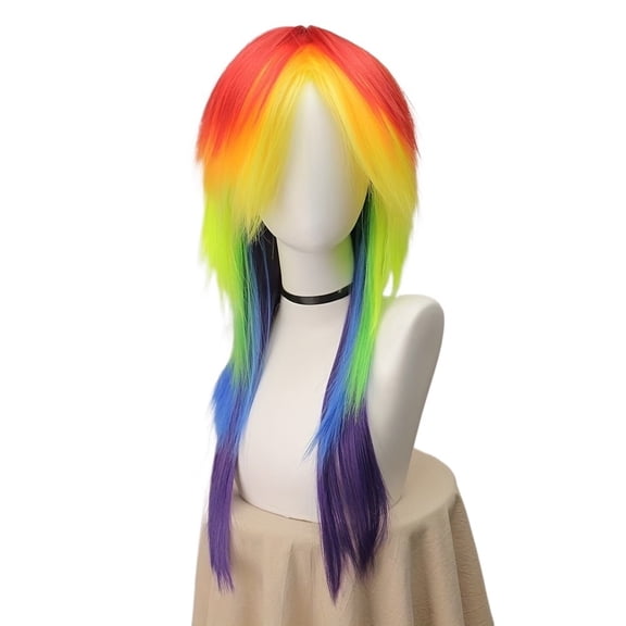 Colorful Rainbow Wig for Long Straight Hair - Perfect for Parties, Cosplay, and Performances
