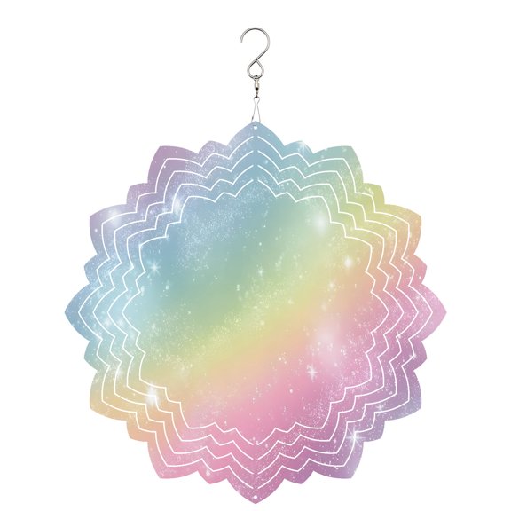 Colorful Rainbow Wind Spinner for Garden Yard 8In, Modern Abstract Fantasy Gradient Rainbow Shining Star 3D Stainless Steel Kinetic Hanging Wind Spinners Rustproof Outdoor Decor for Lawn Patio Home