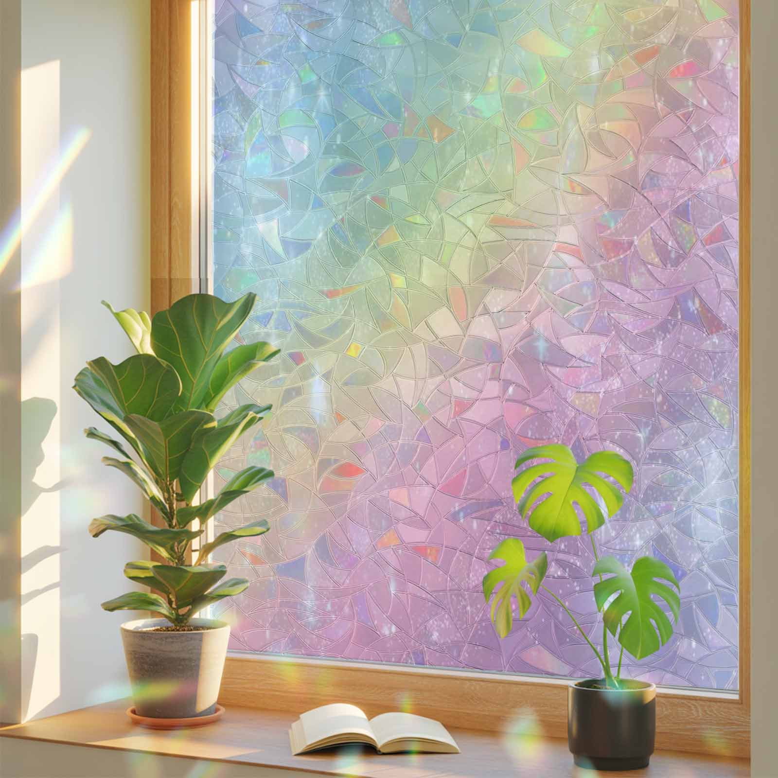 Colorful Rainbow Window Privacy Film, Modern Abstract Fantasy Gradient ...
