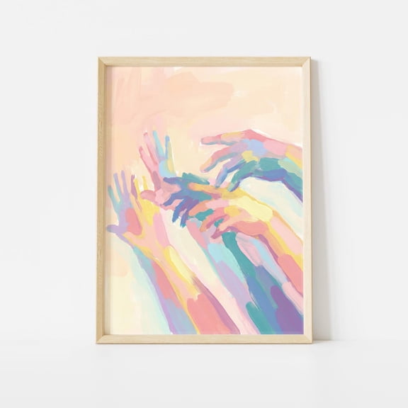 Colorful Reaching Hands Art Poster Unframed Paper Print