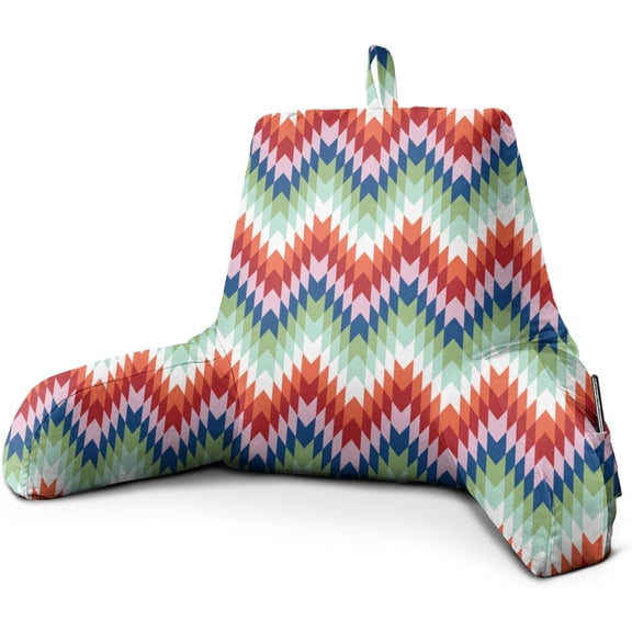 Colorful Reading Pillow, Backrest Pillows for Sitting in Bed with Removable Washable Cover, Back Support Husband Pillow with Arms for Bed and Couch