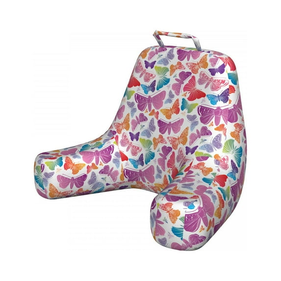 Colorful Reading Pillow Cover, Colorful Layout of Ornamental Flying Insects Delicate Animal Art, Unstuffed Printed Bed Rest Case from Soft Fabric, XL Size, White and Multicolor, by Ambesonne