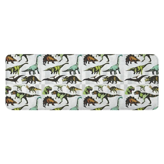 Colorful Realistic Dinosaurs Pattern Kitchen Rug Mat,Kitchen Runner Rugs Non Skid Washable,Decorative Kitchen Floor Mats for Kitchen,Sink,Laundry,17"x47.2"