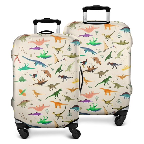 Colorful Realistic Dinosaurs Plants Pattern Luggage Cover Fashion Suitcase Cover Baggage Covers Fit 25-28 Inch Luggage (Go Travel)