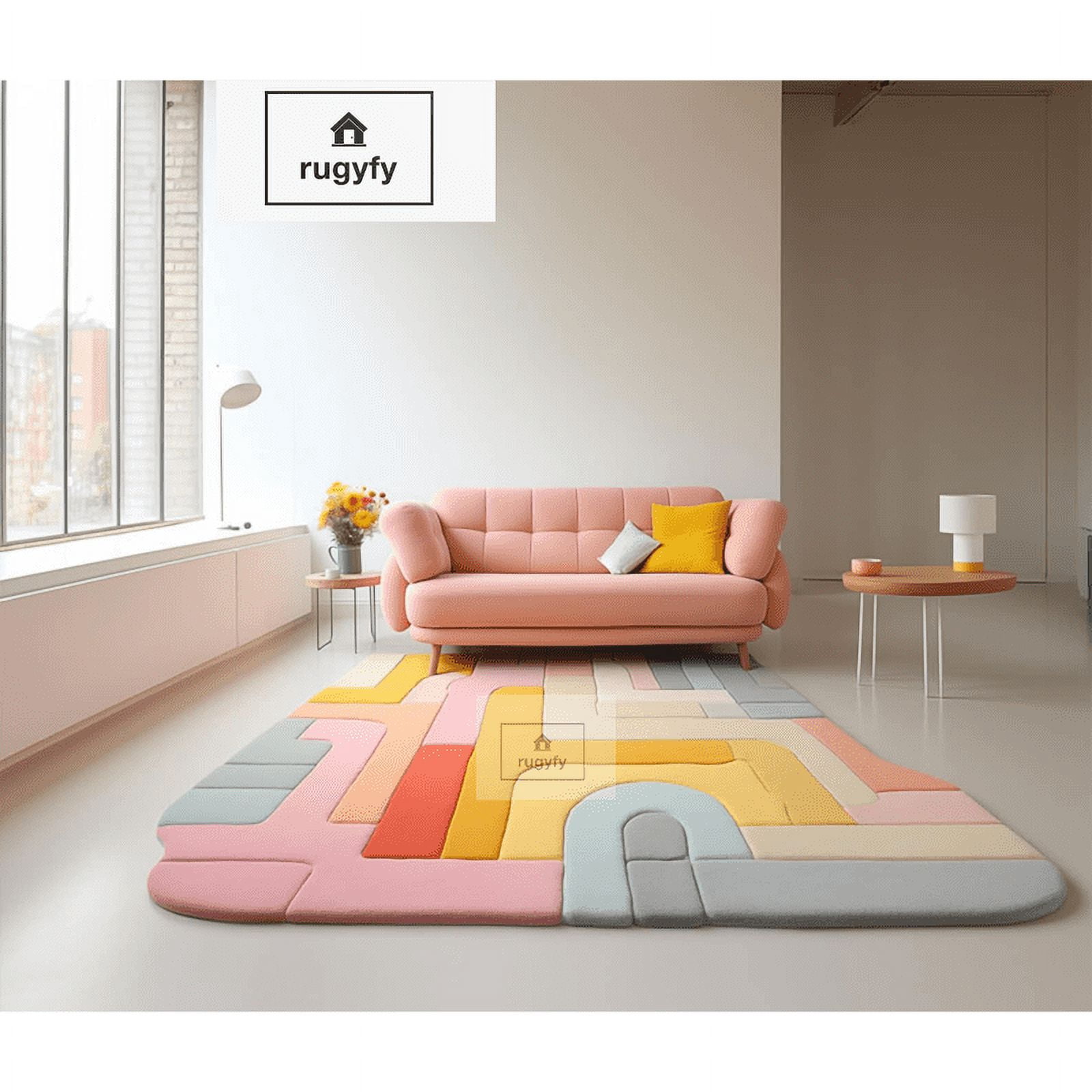 Colorful Rectangle Shape Soft Wool Handmade Hand Tufted Area Rug for ...