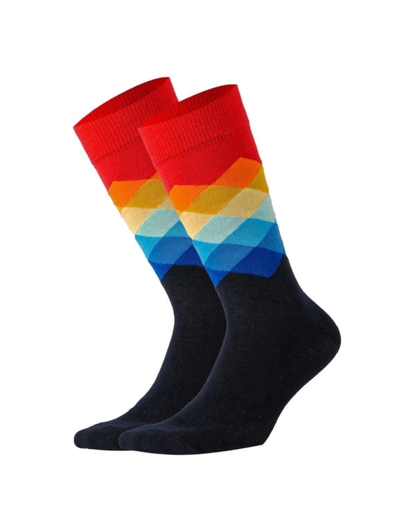 Colorful Red Diamond Argyle Pattern Socks from the Sock Panda Size: Adult Medium