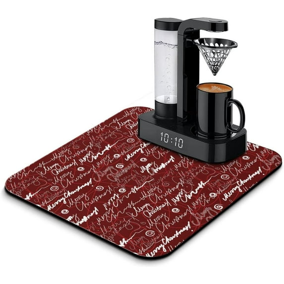Colorful Red Merry Christmas Kitchen Mats Small Drying Mats Decoration Coffee Drying Pad Diatom Mud Absorbs Water Dish Drying Mat 18" X 24"/16" X 18"