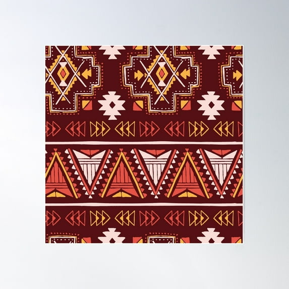 Colorful Red Southwestern Print Poster Wall Art, Modern Wall Decor For Living Room Bedroom, 24x24 UNFRAMED